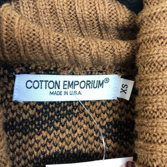 New Cotton Emporium Patterned Turtleneck Sweater in Brown Leopard - Picture 5 of 9